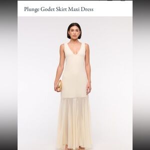 Abercrombie & Fitch Cream Plunge Maxi Dress